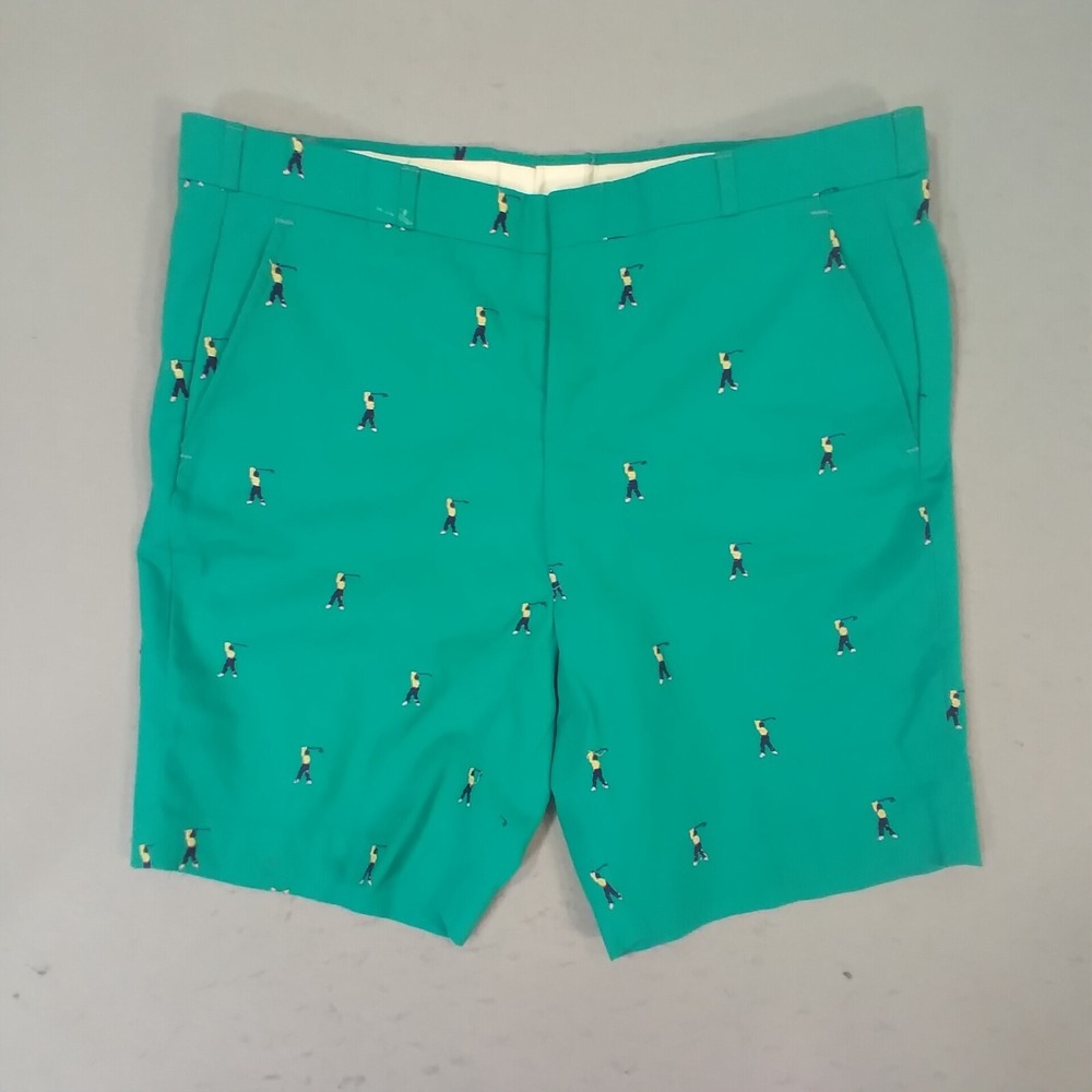 Vintage golf shorts men's 38x 7 green embroidered